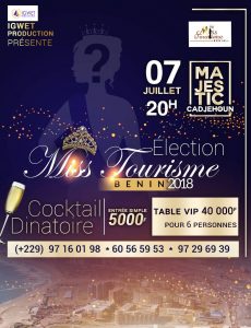 Affiche soirée élection Miss Tourisme Bénin 2018